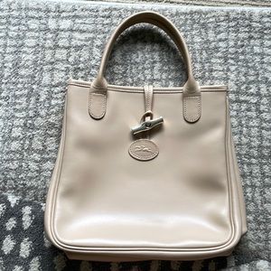Beige/ taupe Longchamp hand bag